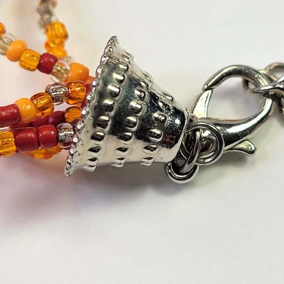 Iridescent Red Coral Floral Multi Strand Necklace With Earrings - Picture 7 of 13